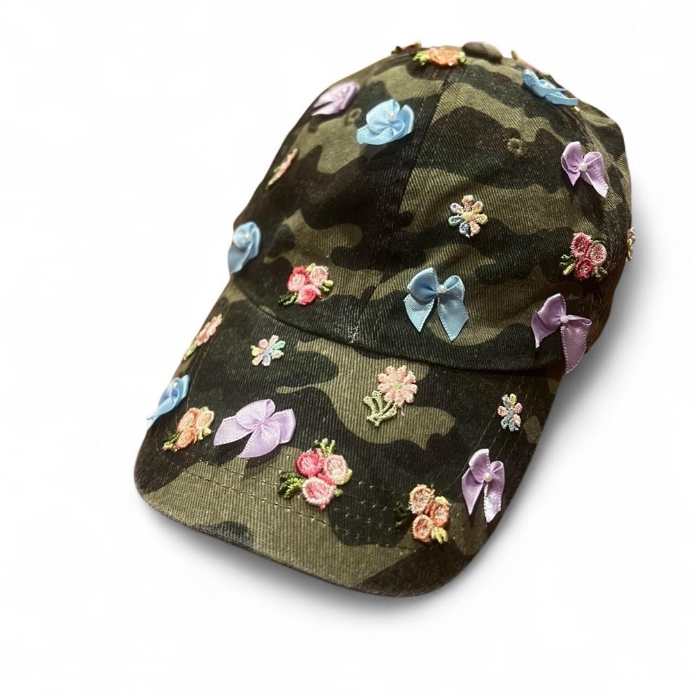 Urban Outfitters Kids Camouflage Hat with Floral Accents